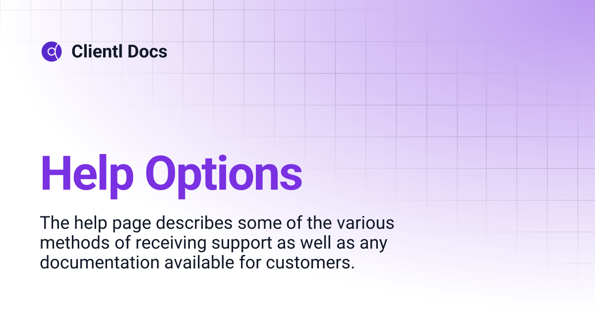 Help Options | Clientl Docs